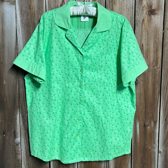 Disney Tops - Disney Store RARE Tinkerbell Bright Lime Green Button Up Collared T-Shirt Sz L